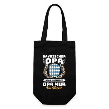 BAYERISCHER OPA WIA A NORMALER OPA NUR BESSER - Geschenkbeutel für Flaschen - Schwarz - Vorne