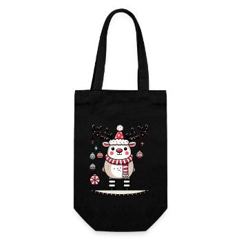 Niedliches Rentier Mit Weihnachtskugeln - Geschenkbeutel für Flaschen - Schwarz - Vorne