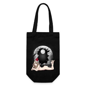 Sexy Weihnachtsmann Nikolaus Troll Xmas Santa - Geschenkbeutel für Flaschen - Schwarz - Vorne
