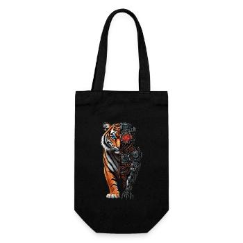 Lustiger Roboter Kunst Tiger Cyborg Tier AI Tiger - Geschenkbeutel für Flaschen - Schwarz - Vorne