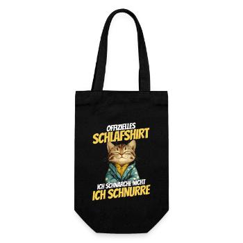 Official Sleep Shirt - Cute Cat in Hoodie - Gift Bag for Bottles - black - Front