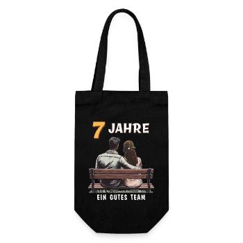 7 JAHRE EIN GUTES TEAM MANN FRAU - Geschenkbeutel für Flaschen - Schwarz - Vorne