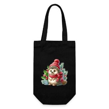 Mignon hérisson d’hiver avec chapeau et écharpe - Sac à bouteille - noir - Devant