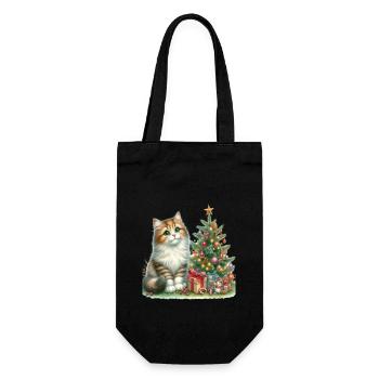 Chat mignon sous le sapin de Noël - Sac à bouteille - noir - Devant