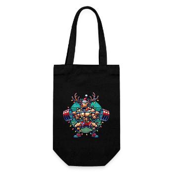 Christmas Bodybuilder Reindeer Muscle Power - Gift Bag for Bottles - black - Front