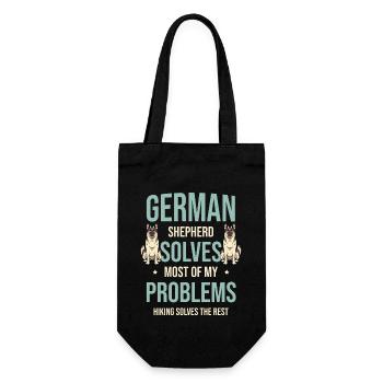 German Shepherd Solves Most Of My Problems Hiking - Gift Bag for Bottles - black - Front