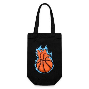 Sports Baller Flaming Heart Basketball - Gift Bag for Bottles - black - Front