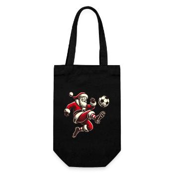 fSoccer playing Santa Claus - Gift Bag for Bottles - black - Front