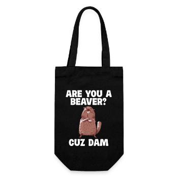 Bist Du Ein Biber? Denn Damm Spruch - Geschenkbeutel für Flaschen - Schwarz - Vorne