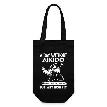 A Day Without Aikido - Gift Bag for Bottles - black - Front