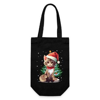 Cats Christmas Pets Santa Claus - Gift Bag for Bottles - black - Front