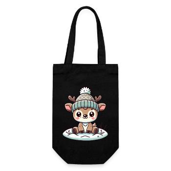 Charmant design vintage avec des rennes et de la neige - Sac à bouteille - noir - Devant