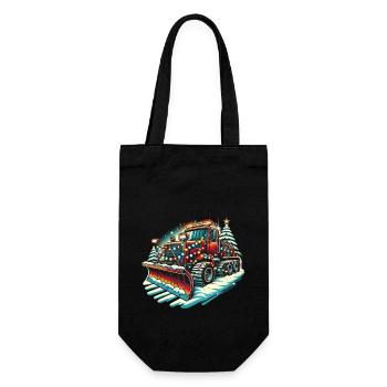 Winter Christmas Snow Removal Machine Vehicle - Gift Bag for Bottles - black - Front