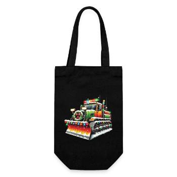 Winter Christmas Snow Removal Machine Vehicle - Gift Bag for Bottles - black - Front