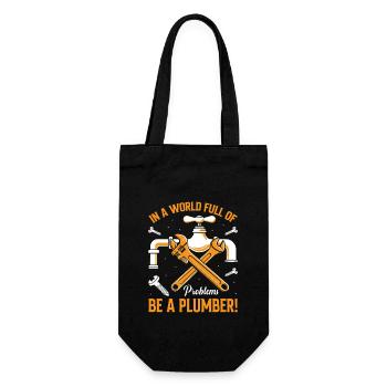 In a world full of problems, be a plumber! - Gift Bag for Bottles - black - Front