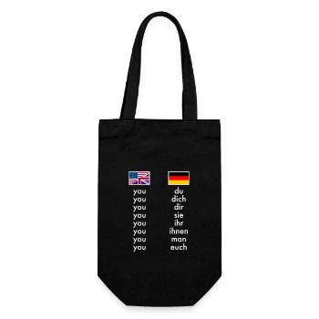 Englisch Deutsch Grammatik Lernen Witzige Lehrer - Geschenkbeutel für Flaschen - Schwarz - Vorne