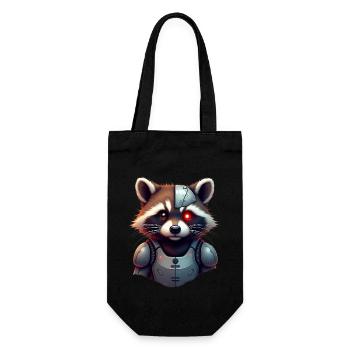 Funny Robot Tech Raccoon Cyborg Animal Raccoon - Gift Bag for Bottles - black - Front