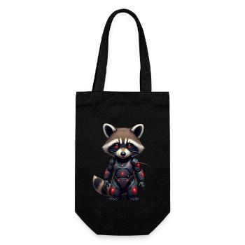 Funny Robot Tech Raccoon Cyborg Animal Raccoon - Gift Bag for Bottles - black - Front