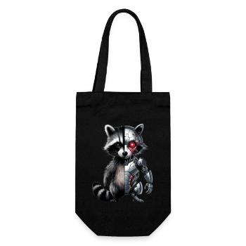 Funny Robot Tech Raccoon Cyborg Animal Raccoon - Gift Bag for Bottles - black - Front
