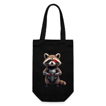 Funny Robot Tech Raccoon Cyborg Animal Raccoon - Gift Bag for Bottles - black - Front