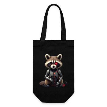 Funny Robot Tech Raccoon Cyborg Animal Raccoon - Gift Bag for Bottles - black - Front