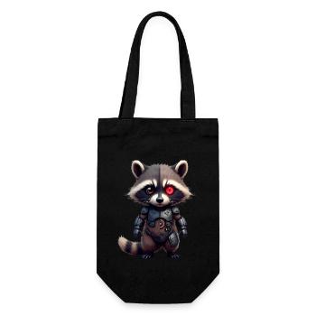 Funny Robot Tech Raccoon Cyborg Animal Raccoon - Gift Bag for Bottles - black - Front