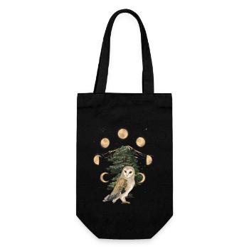 Owl Owls Moon Phase Moon Full Moon - Gift Bag for Bottles - black - Front