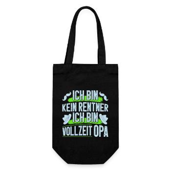 Großvater BIN KEIN RENTNER BIN VOLLZEIT OPA Lustig - Geschenkbeutel für Flaschen - Schwarz - Vorne