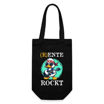 R ENTE ROCKT Lustiges Ruhestand Rentner - Geschenkbeutel für Flaschen - Schwarz - Vorne