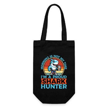 Shark Hunting Morning Is Not My Time Fossil Hunter - Geschenkbeutel für Flaschen - Schwarz - Vorne