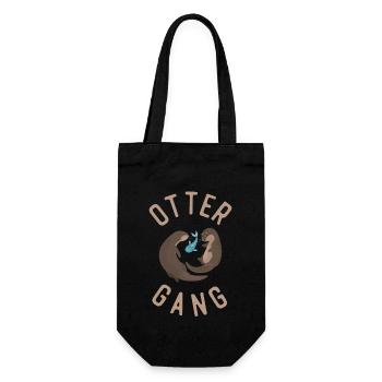 Otter Otter Gang - Geschenkbeutel für Flaschen - Schwarz - Vorne