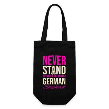 Never Stand Between A Girl And Her German Shepherd - Gift Bag for Bottles - black - Front