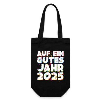 Silvester Party AUF EIN GUTES JAHR 2025 Feuerwerk - Geschenkbeutel für Flaschen - Schwarz - Vorne