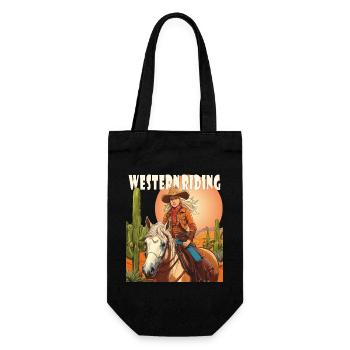 WOMAN RIDING WESTERN RIDING - Gift Bag for Bottles - black - Front
