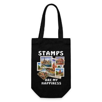 STAMPS ARE MY HAPPINESS - Gift Bag for Bottles - black - Front