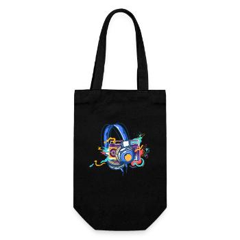 Techno Lover Bunte Kopfhörer Musik - Geschenkbeutel für Flaschen - Schwarz - Vorne