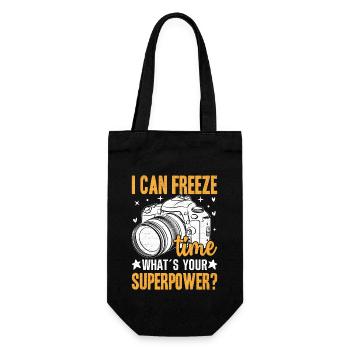 ich bin Fotograf - was sind deine Superkräfte - Geschenkbeutel für Flaschen - Schwarz - Vorne