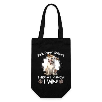 Rock Paper Scissors Bulldog Sarcastic Funny - Gift Bag for Bottles - black - Front