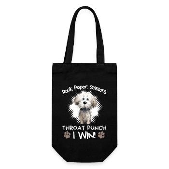 Rock Paper Scissors Throat Punch Bichon Frise Dog - Gift Bag for Bottles - black - Front