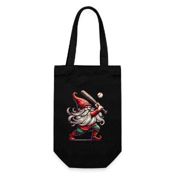 Christmas Baseball Gnome Dwarf Elf - Gift Bag for Bottles - black - Front
