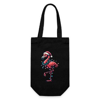 Funny Christmas flamingo with decoration - Gift Bag for Bottles - black - Front