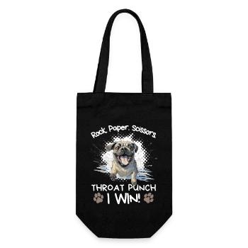 Rock Paper Scissors Pug Funny Sarcastic - Gift Bag for Bottles - black - Front