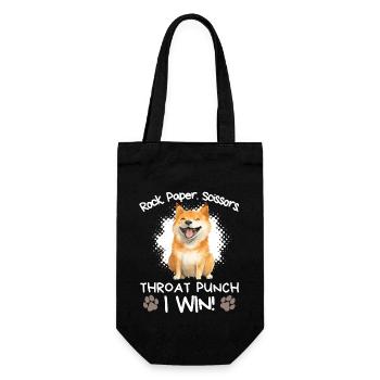 Rock Paper Scissors Shiba Inu Sarcasm Humor - Gift Bag for Bottles - black - Front