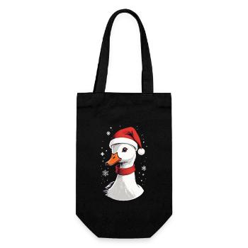 Canard de Noël avec chapeau et flocons de neige - Sac à bouteille - noir - Devant