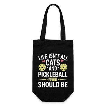 Pickleball Saying Cat Funny Pickleball Gift - Gift Bag for Bottles - black - Front