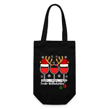 Weihnachts Outfit Partner Frauen Frohe Weihnachten - Geschenkbeutel für Flaschen - Schwarz - Vorne