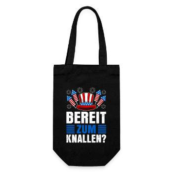 Feuerwerk BEREIT ZUM KNALLEN? Lustiges Böllern - Geschenkbeutel für Flaschen - Schwarz - Vorne