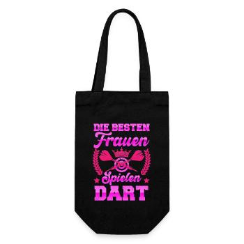 Dartspielerin DIE BESTEN FRAUEN SPIELEN DART - Geschenkbeutel für Flaschen - Schwarz - Vorne