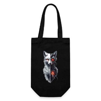 Drôle Robot Renard Cyborg Animal Renard Mignon Renard - Sac à bouteille - noir - Devant