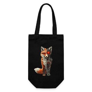 Funny Robot Fox Cyborg Animal Fox Cute Fox - Gift Bag for Bottles - black - Front